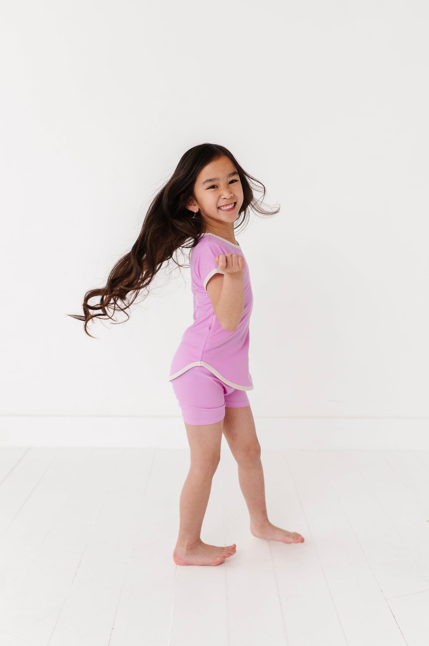 LAVENDER | T-Shirt Dress + Shorts RIB SET