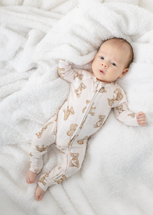 Bear Hearts | Bamboo Zip Pajamas