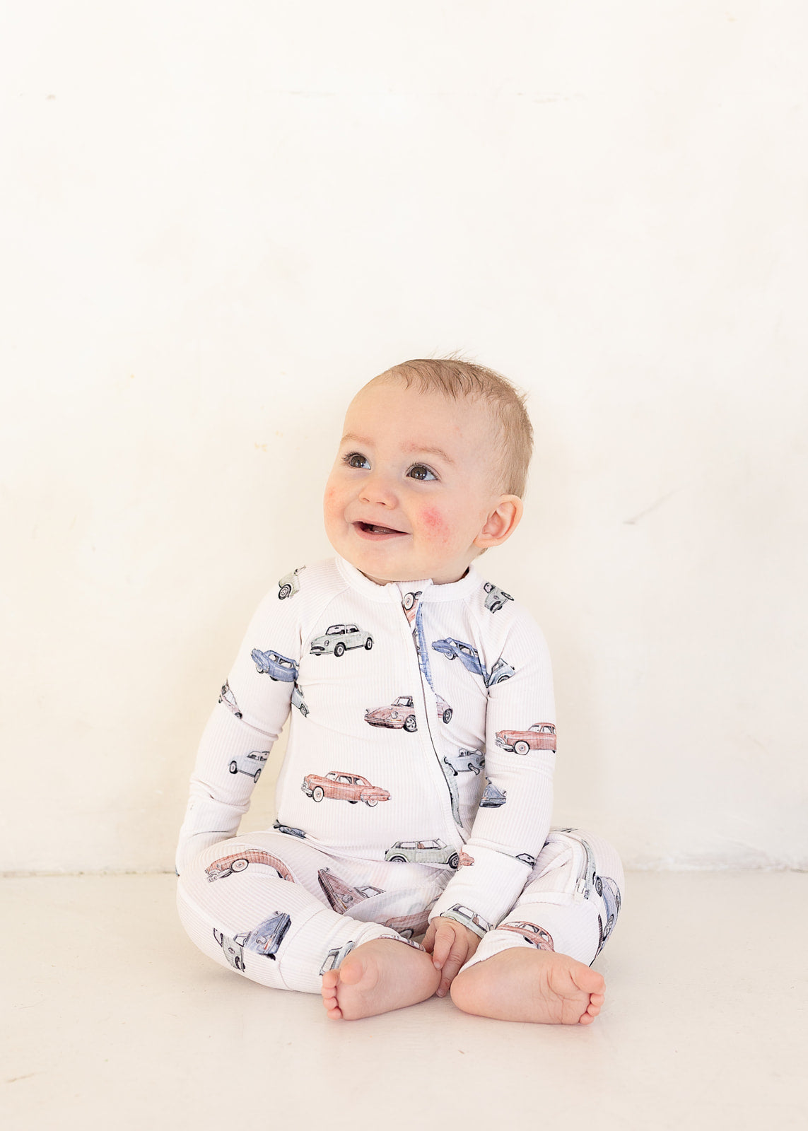 Vintage Cars (Ribbed) | Bamboo Zip Pajamas