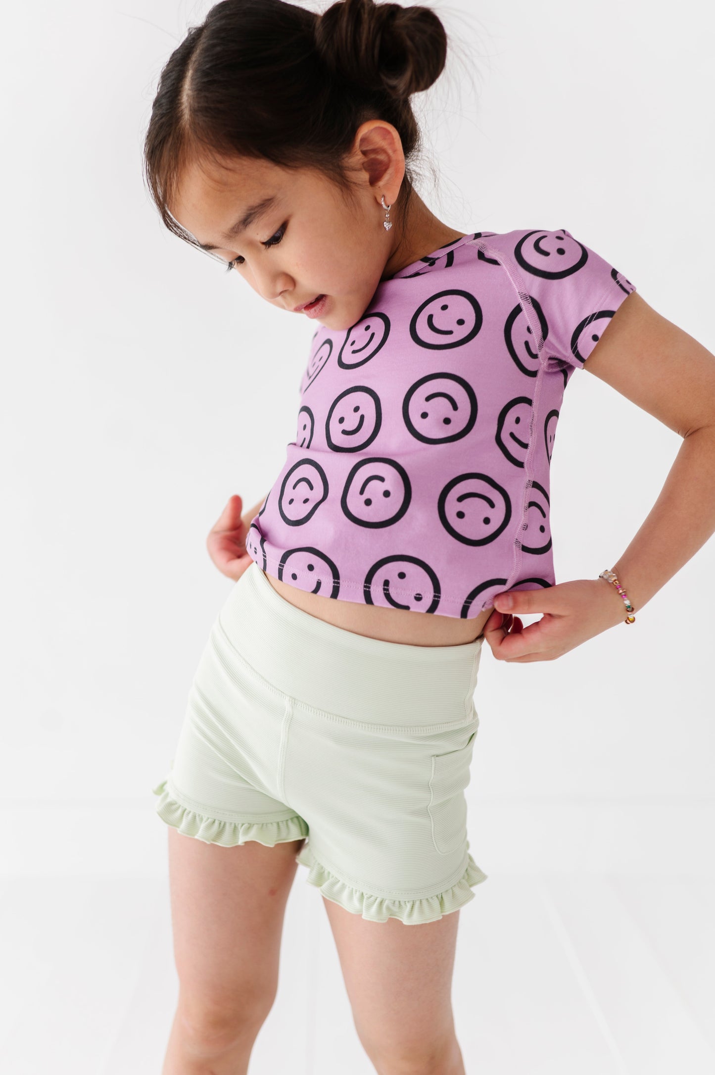 Hint of Mint | Ribbed Ruffle Yoga Shorts