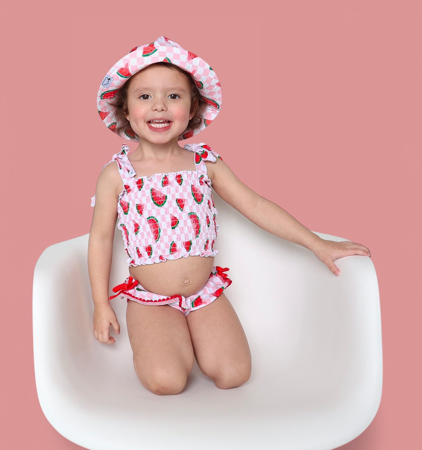 ONE IN A MELON DREAM SMOCKED TANKINI TWO PIECE SWIM SUIT