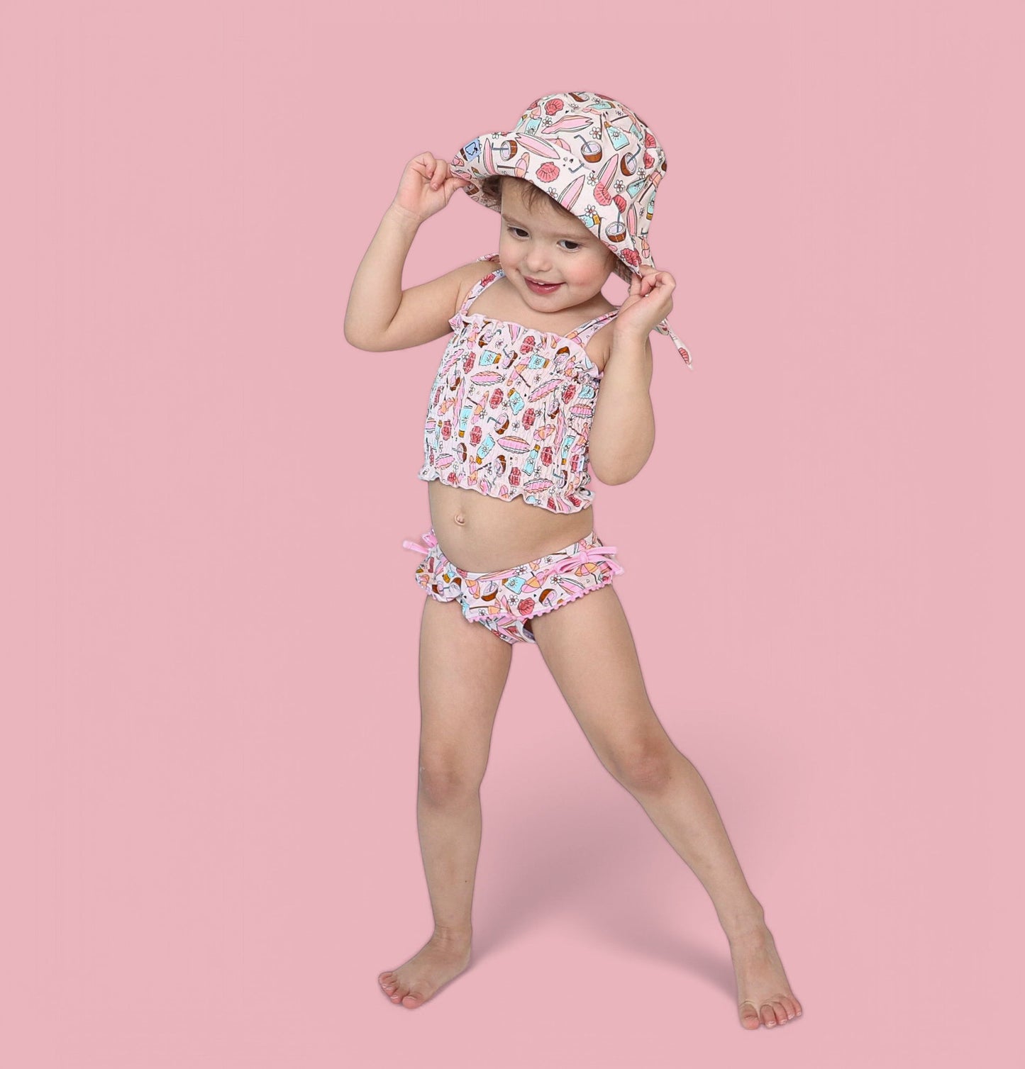 FUN IN THE SUN DREAM SMOCKED TANKINI TWO PIECE SWIM SUIT
