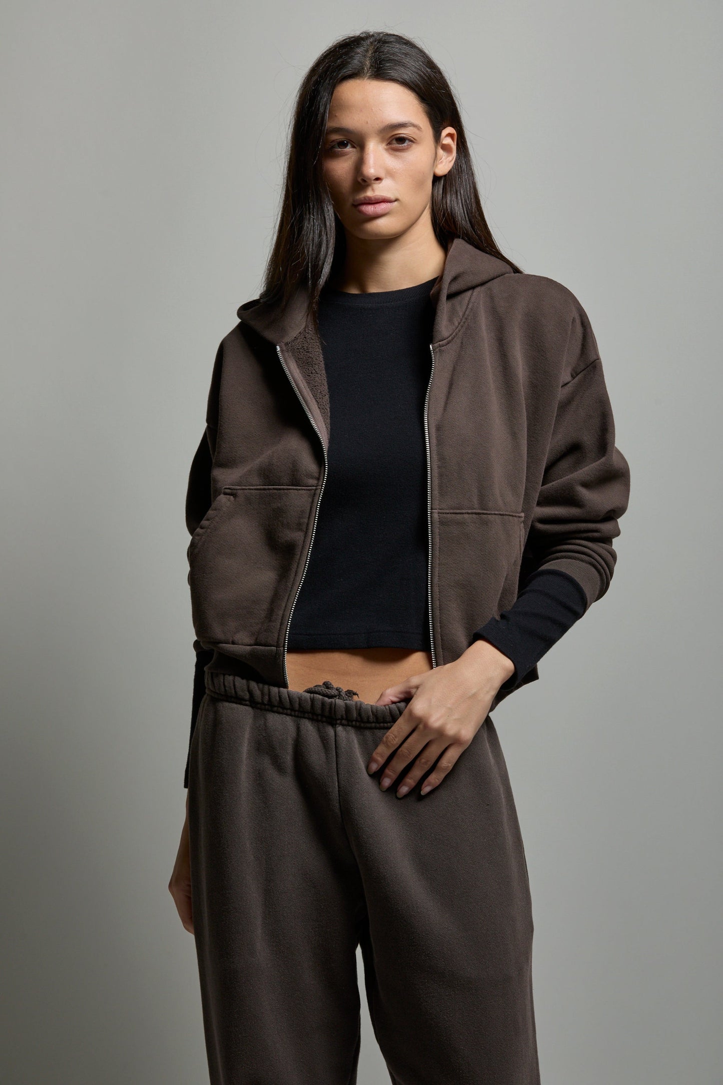 Rosie Cropped Zip-Up Hoodie