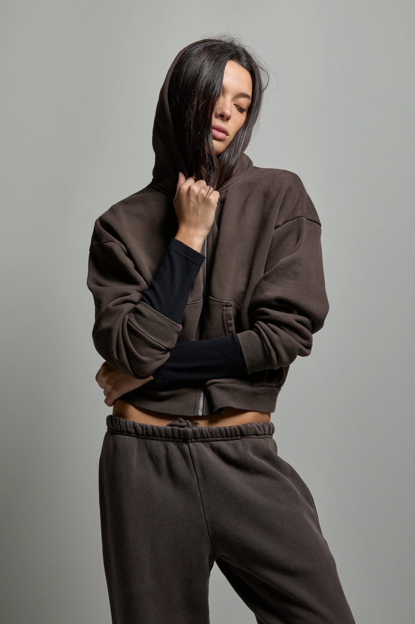 Rosie Cropped Zip-Up Hoodie