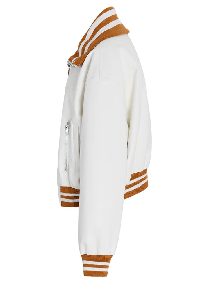 Color-block PU Leather Jacket, Soho