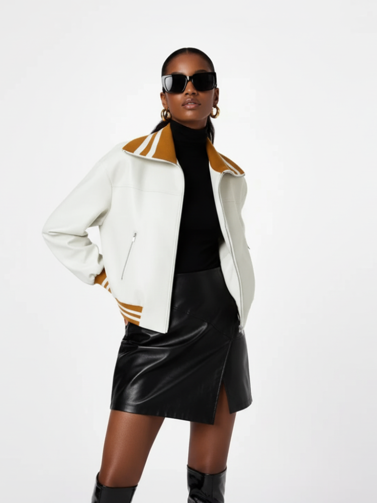 Color-block PU Leather Jacket, Soho