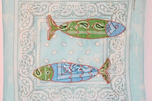 Double Fish Embroidered Bandana