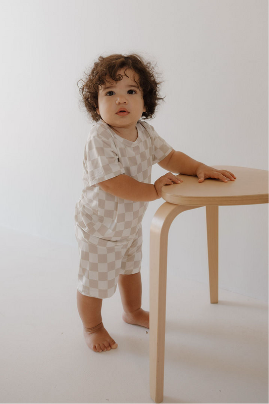 Bamboo Short Set | Checkerboard