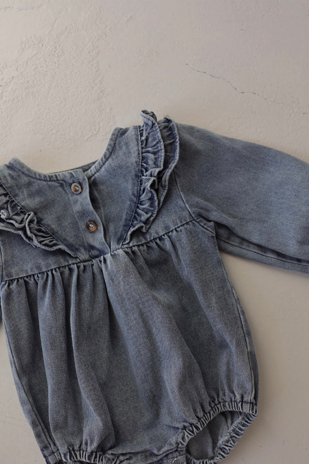 Denim Romper | Ruffle