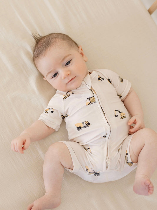 Construction | Bamboo Shortie Zip Romper