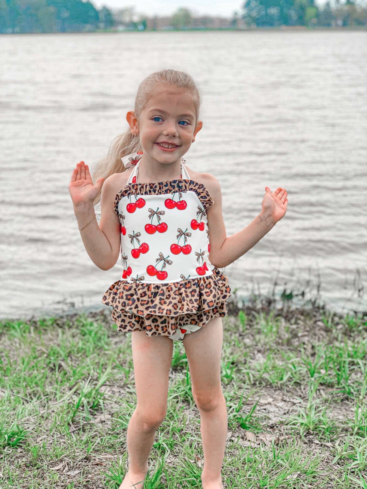 Cherry-licious Ruffled Swim Suit