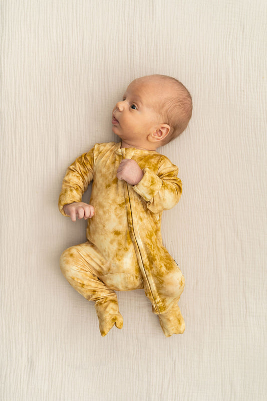 Mustard Tie-Dye Convertible Footie