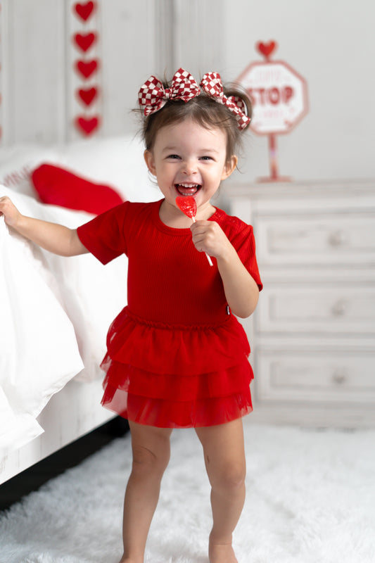RED RIB DREAM TUTU BODYSUIT DRESS