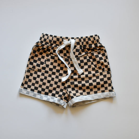 [PRE-ORDER] CHECK 'YA LATER SHORTS - BROWN/BEIGE