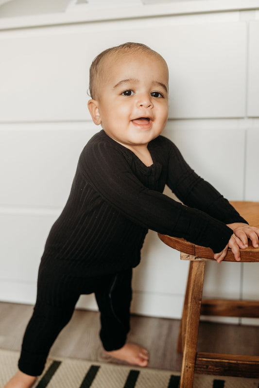 Midnight (Black) Ribbed Romper BDLJ