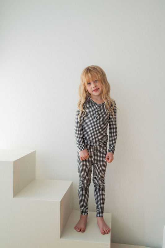 Bamboo Two Piece Pajamas | Green Gingham