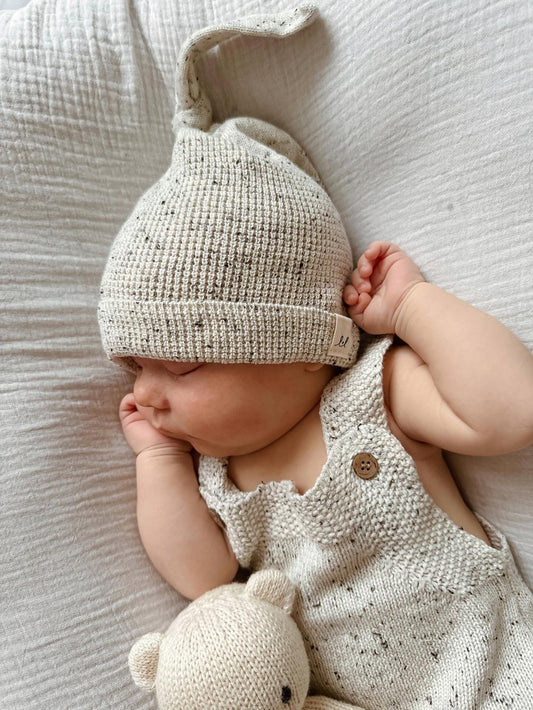 Luna + Luca Knotted Hat - Black Speckle