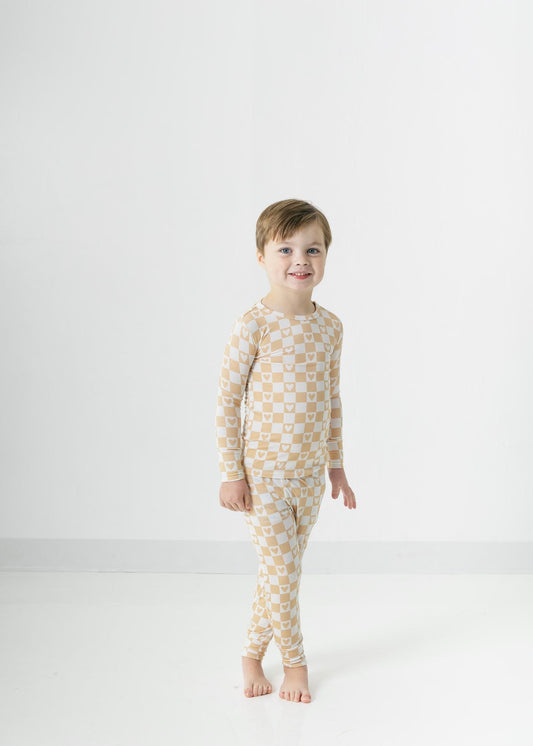 Checker Hearts | Bamboo Two Piece Pajamas