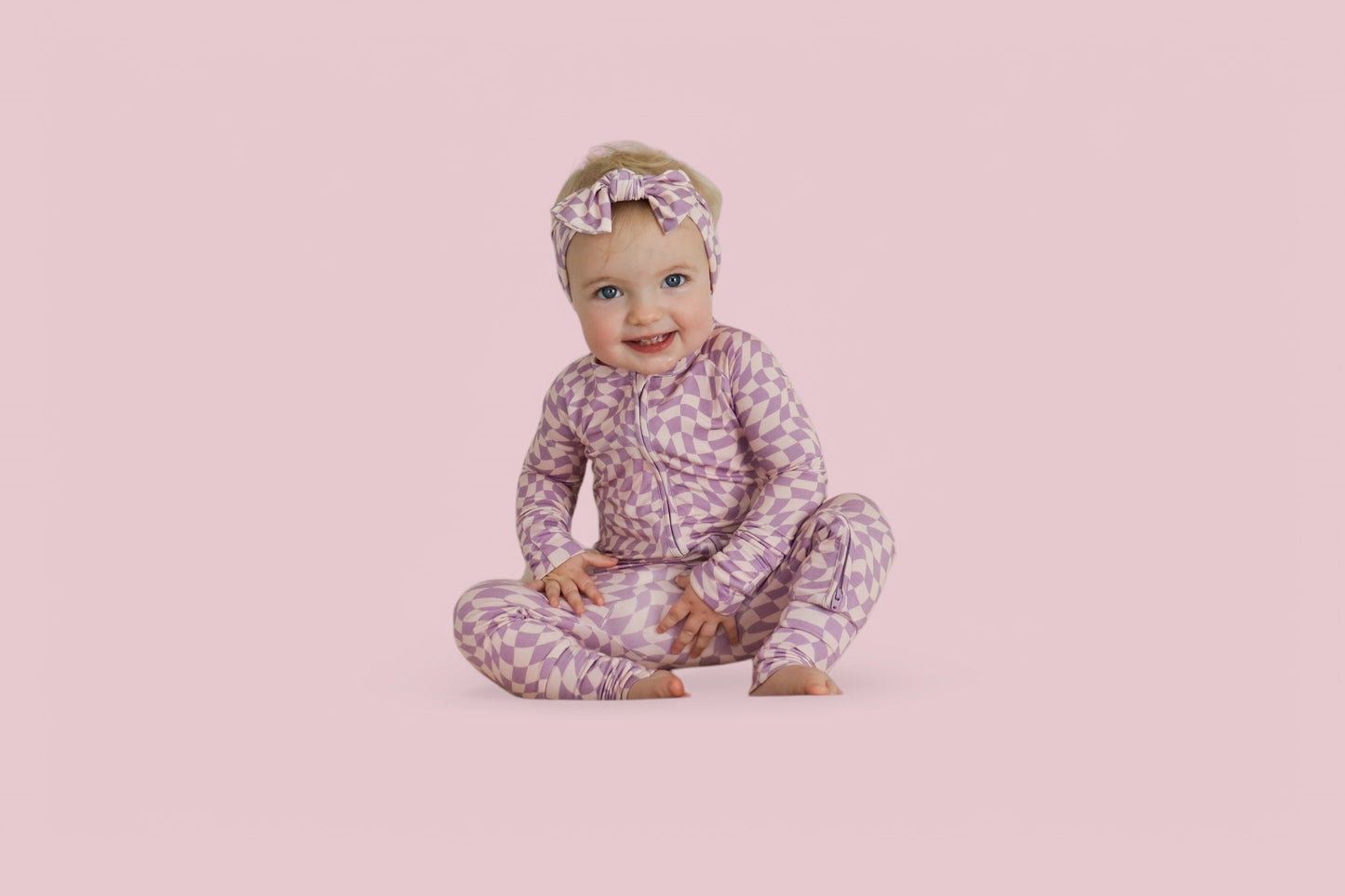 PLUM WAVY CHECKERS DREAM ROMPER