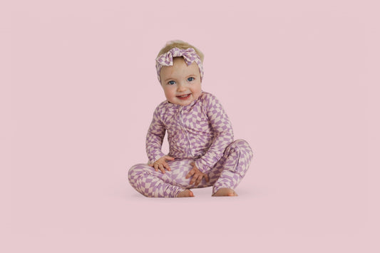 PLUM WAVY CHECKERS DREAM ROMPER