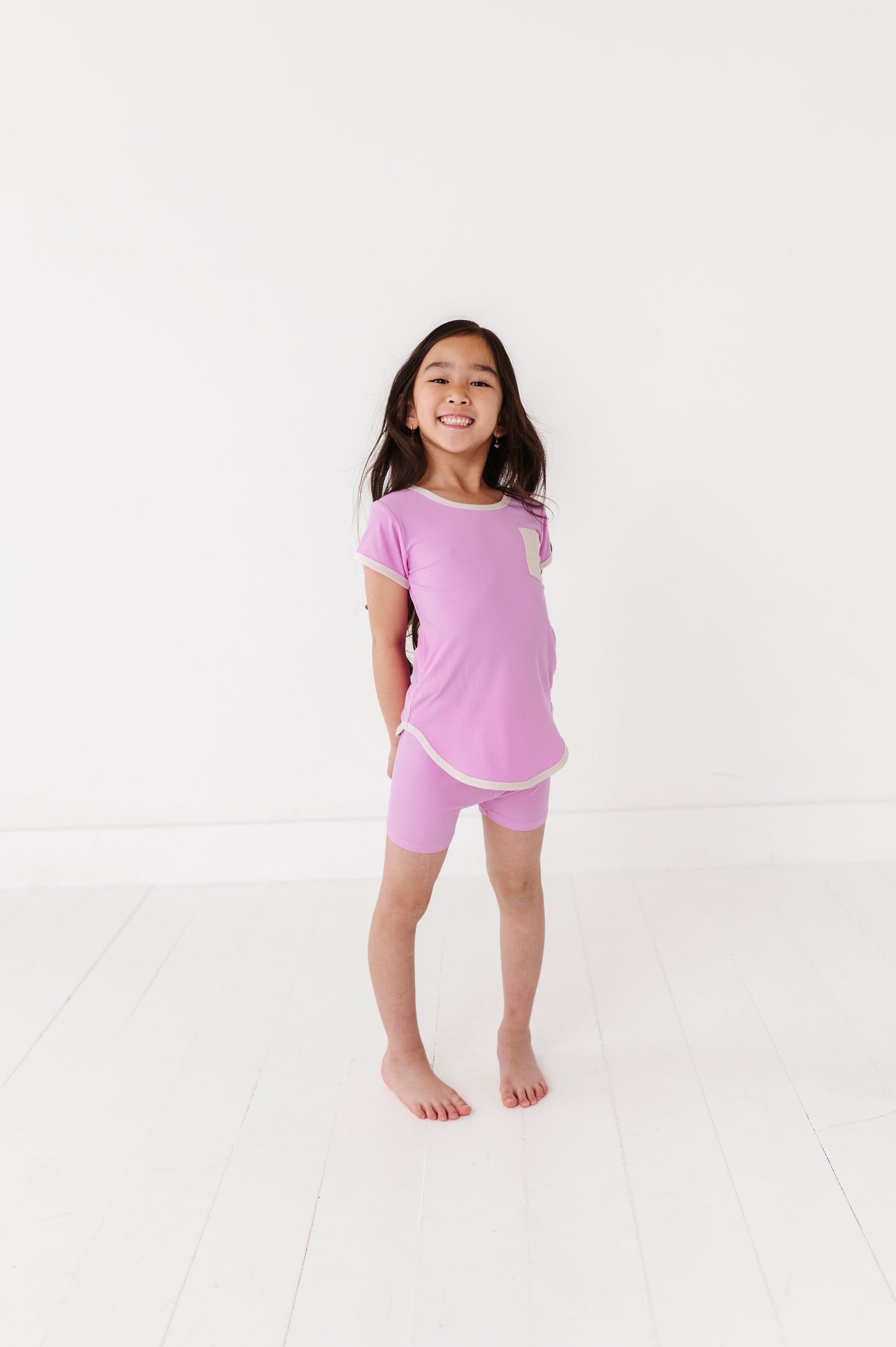 LAVENDER | T-Shirt Dress + Shorts RIB SET