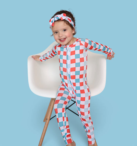 USA CHECKERS DREAM ROMPER