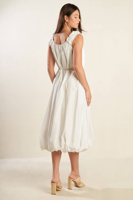 RIVERSIDE SIPS WOVEN MIDI DRESS