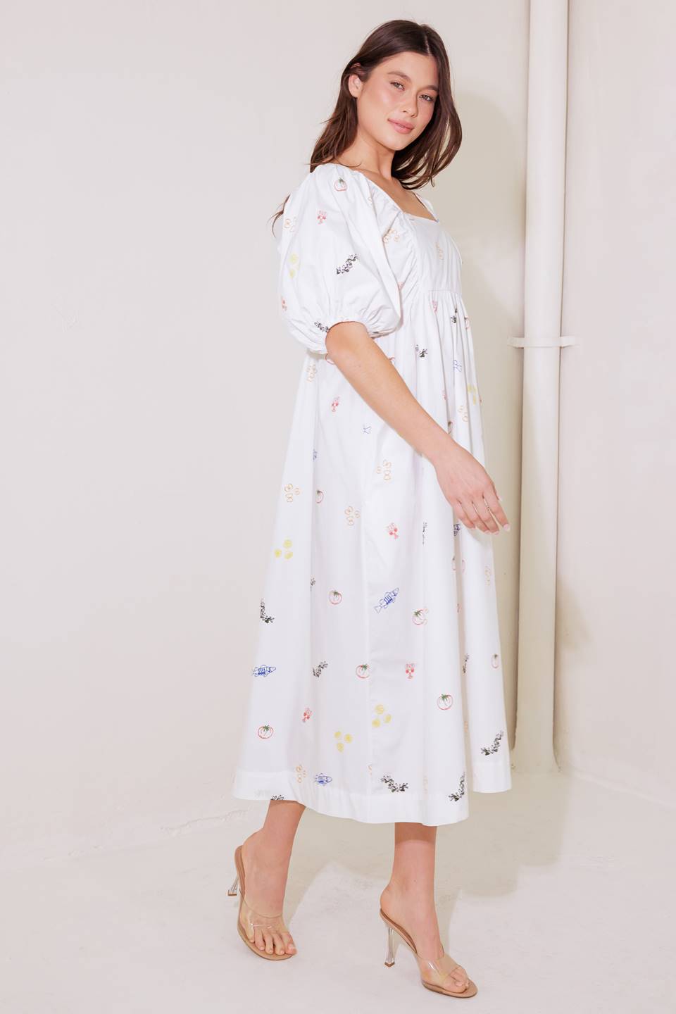 THE WORLD IS YOURS WOVEN MIDI DRESS