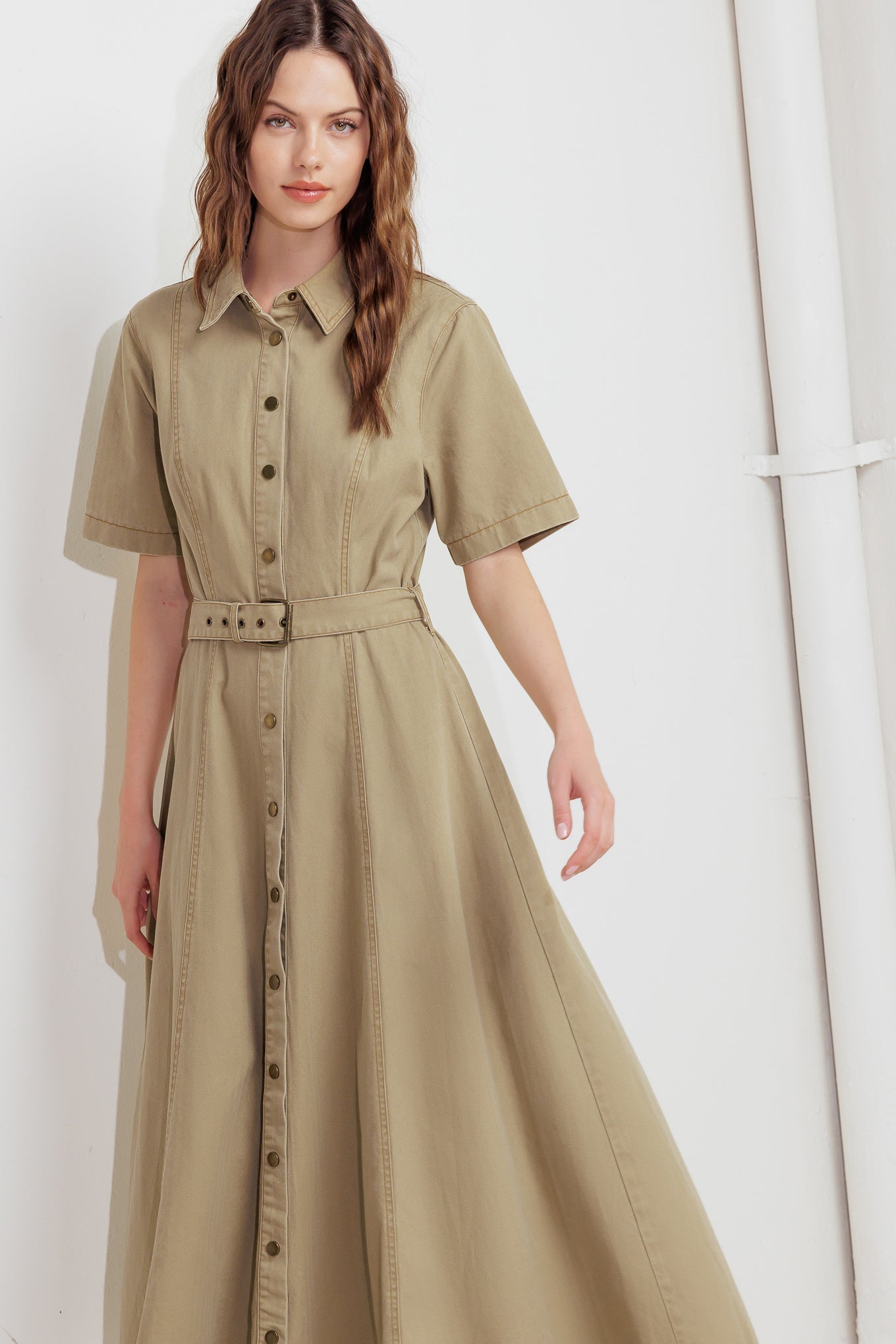 terracotta midi dress TERRACOTTA TRAIL WOVEN MIDI DRESS KHAKI / S