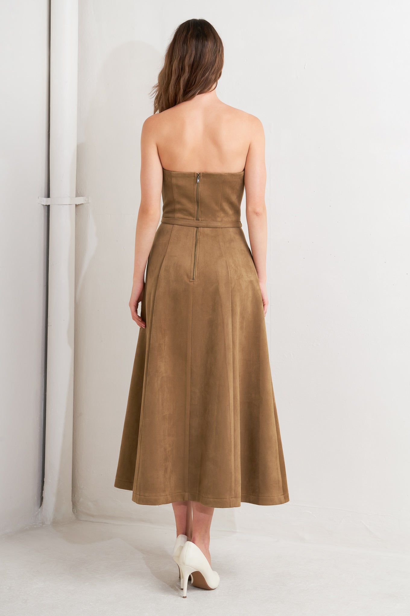 ROMANTIC GAZE SUEDE MIDI DRESS