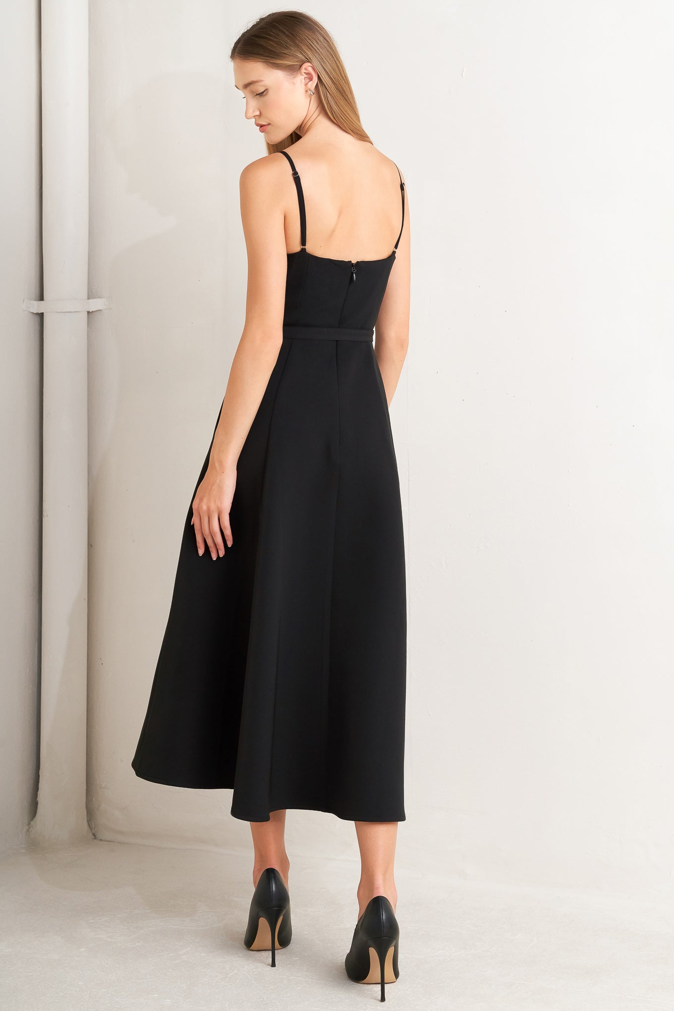 MIDNIGHT TUX WOVEN MIDI DRESS
