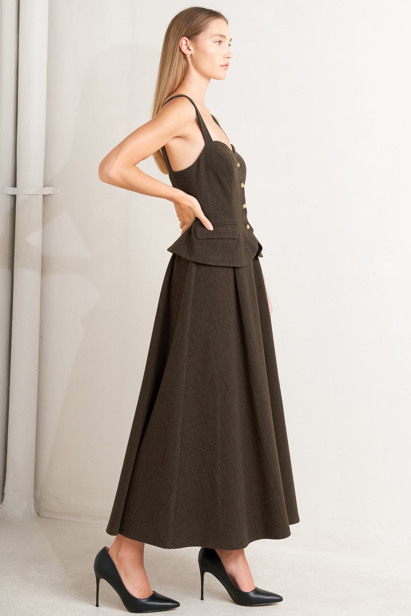 HERITAGE TAILOR WOVEN MIDI DRESS