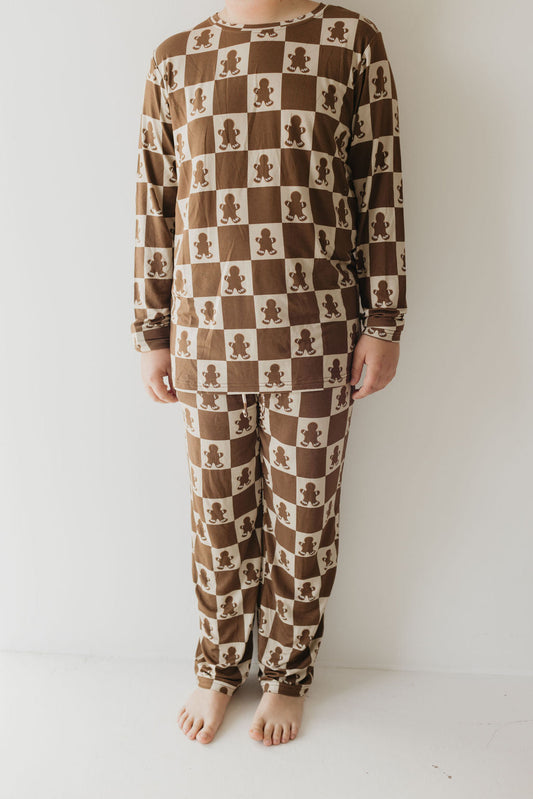 Pre-Teen Straight Leg Bamboo Pajamas | Gingerbread Checkerboard 2024