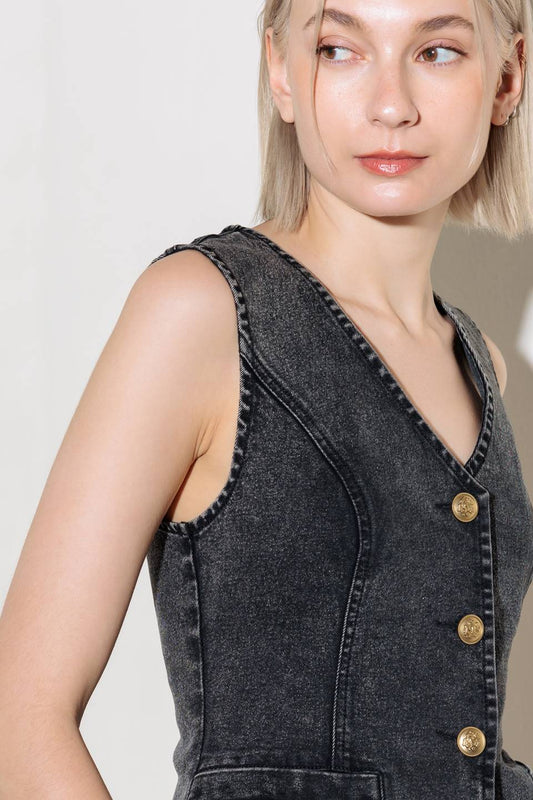 HEAVENLY BLISS BLACK DENIM VEST