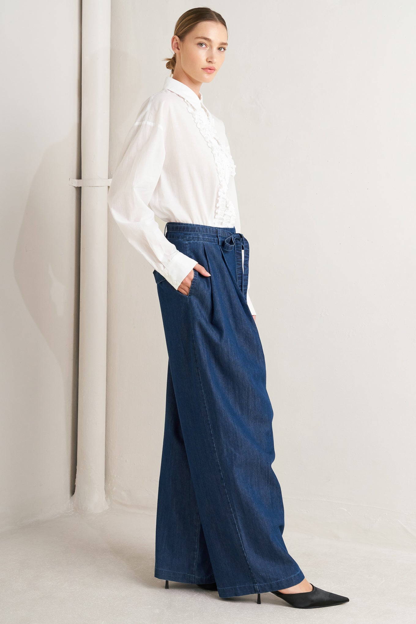 RELAXED TAILORED DENIM LOOSE FITTING PANTS