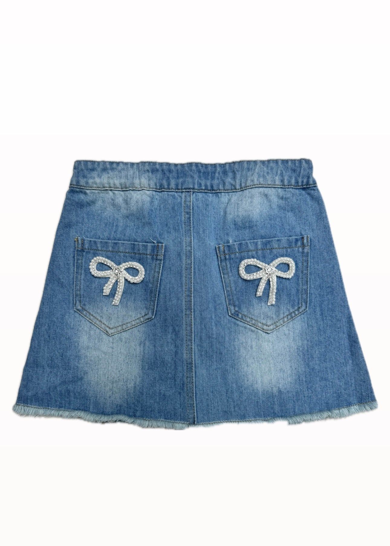 Bow Applique Denim Skirt