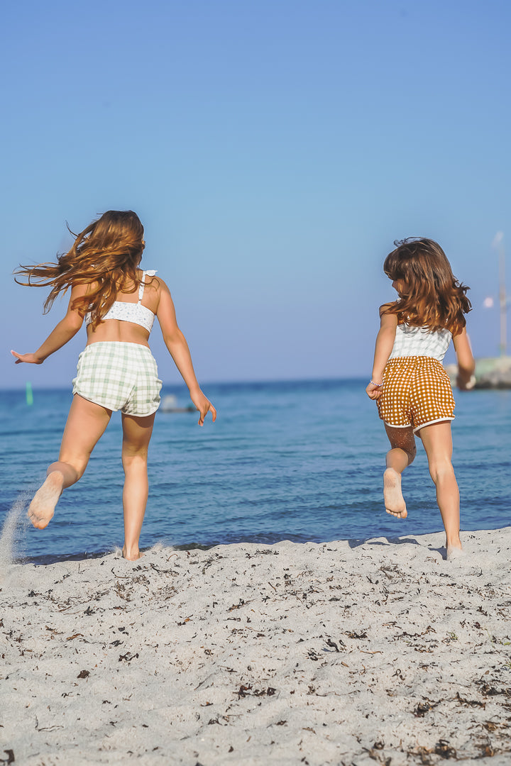 Retro Shorts | Organic Cotton Terry - Fern Plaid