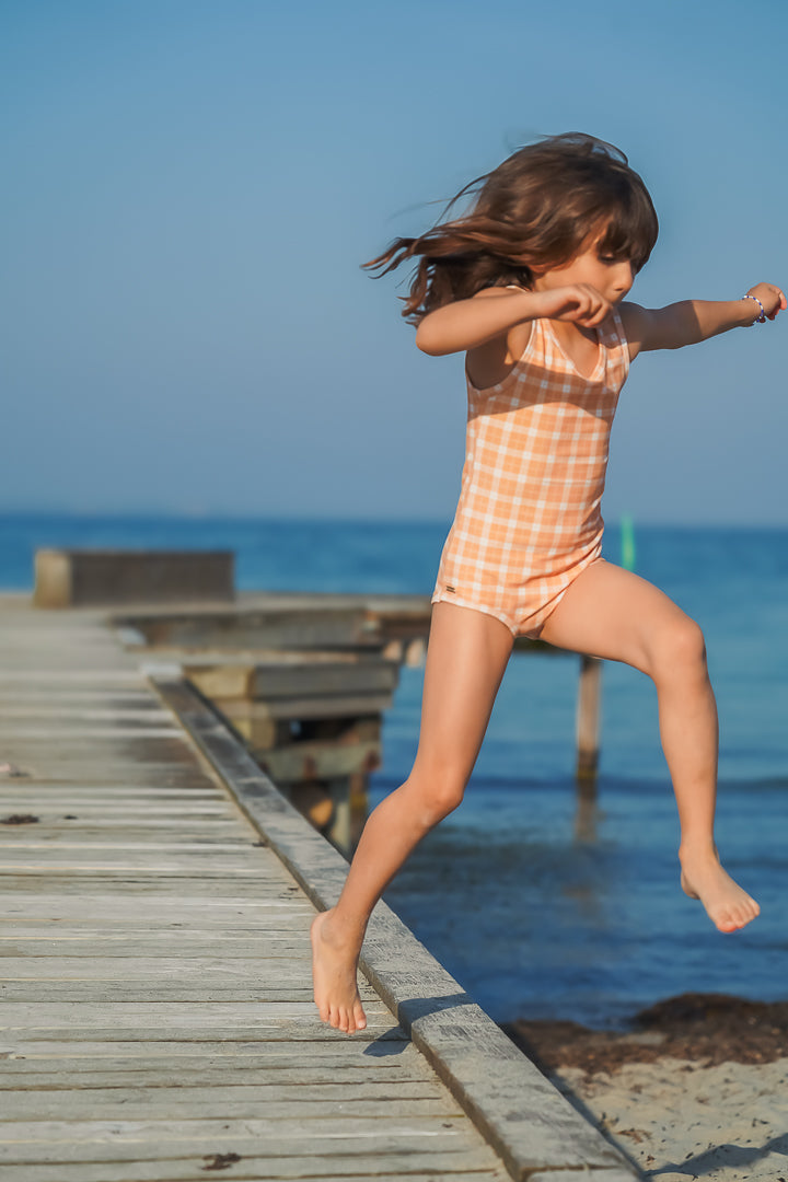 Sweetheart 1 Piece Swimsuit | UPF + Recycled - Buckwheat Plaid