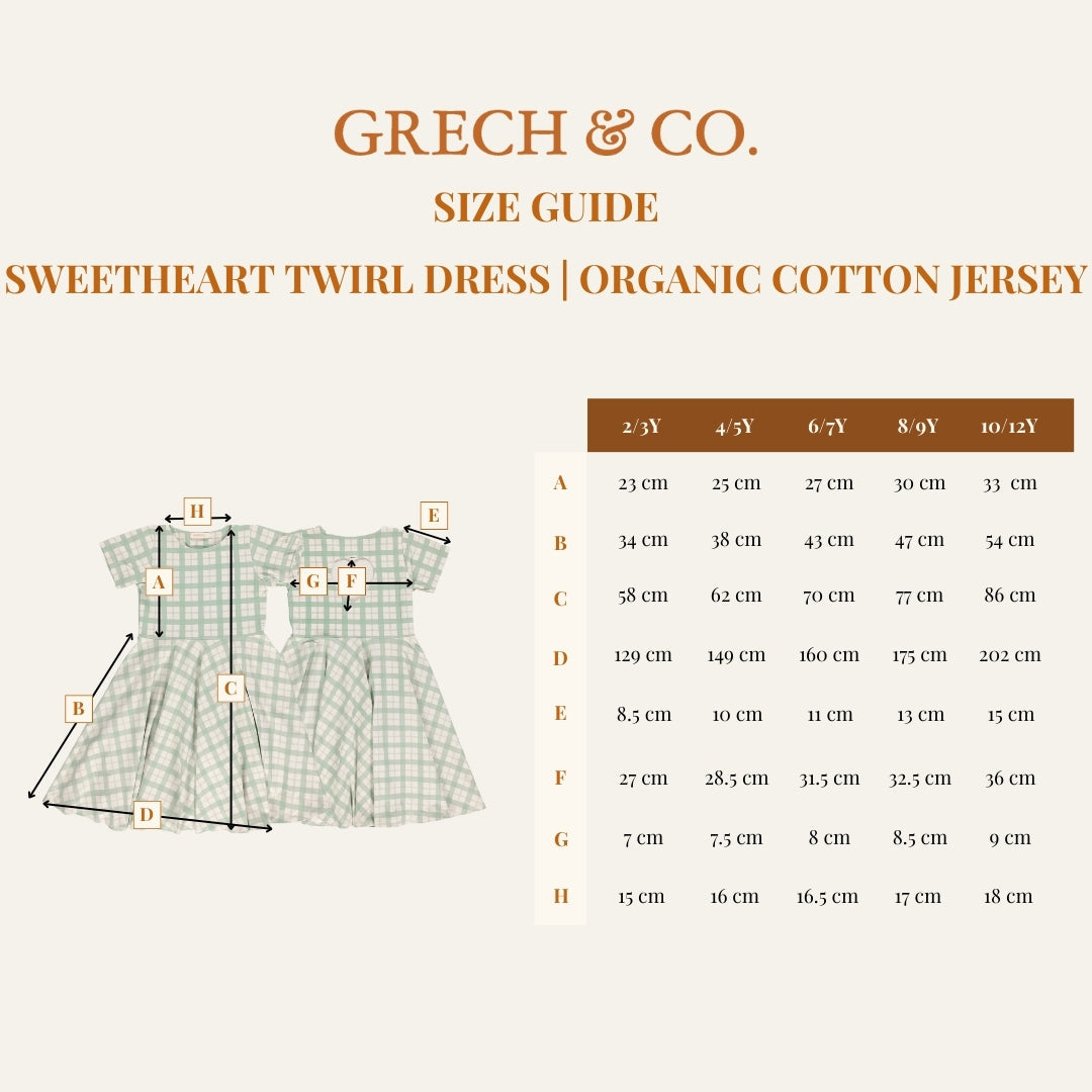 Sweetheart Twirl Dress | Organic Cotton Jersey - Sienna Gingham | GCO2260