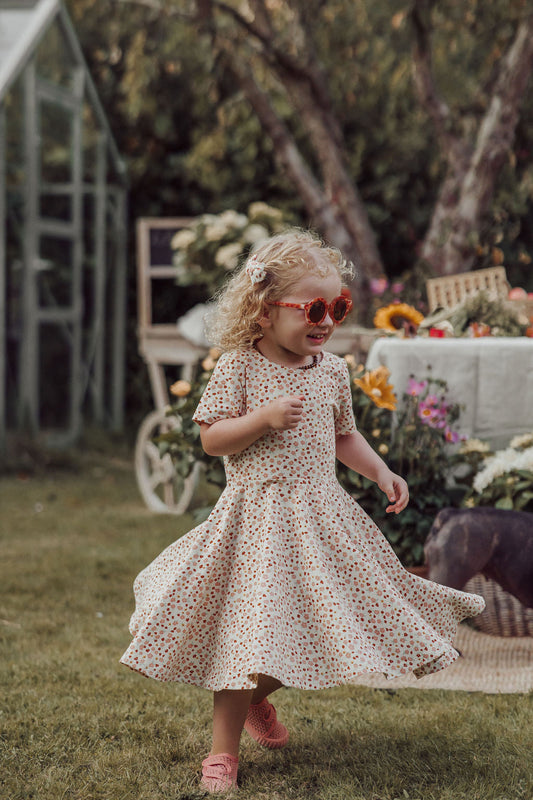 Sweetheart Twirl Dress | Organic Cotton Jersey - Sunset Meadow