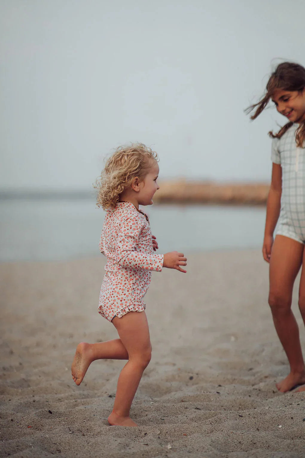 Long Sleeve Rashguard Ruffle Swimsuit | UPF + Recycled - Sunset Meadow