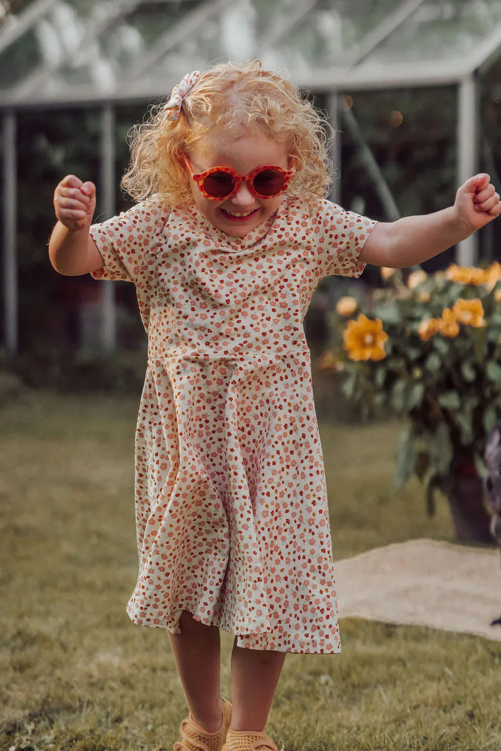 Sweetheart Twirl Dress | Organic Cotton Jersey - Sunset Meadow