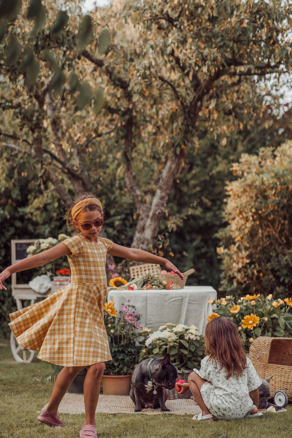 Sweetheart Twirl Dress | Organic Cotton Jersey - Buckwheat Plaid