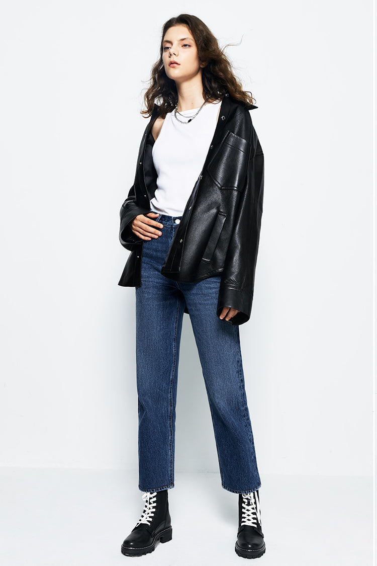 Manhattan High Rise Straight Ankle Jeans