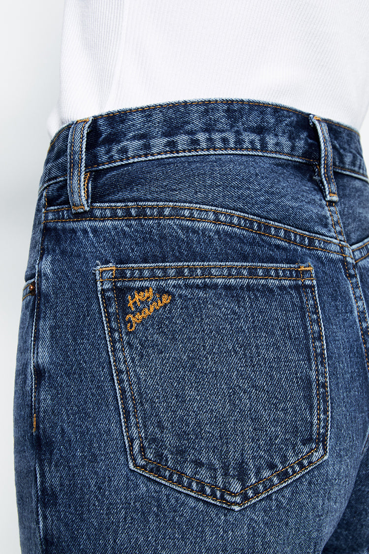 Manhattan High Rise Straight Ankle Jeans