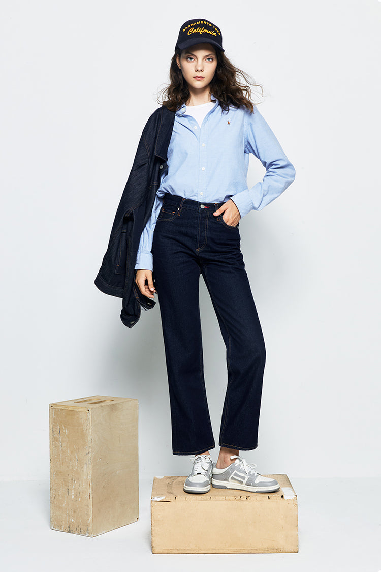 Manhattan High Rise Straight Ankle Jeans