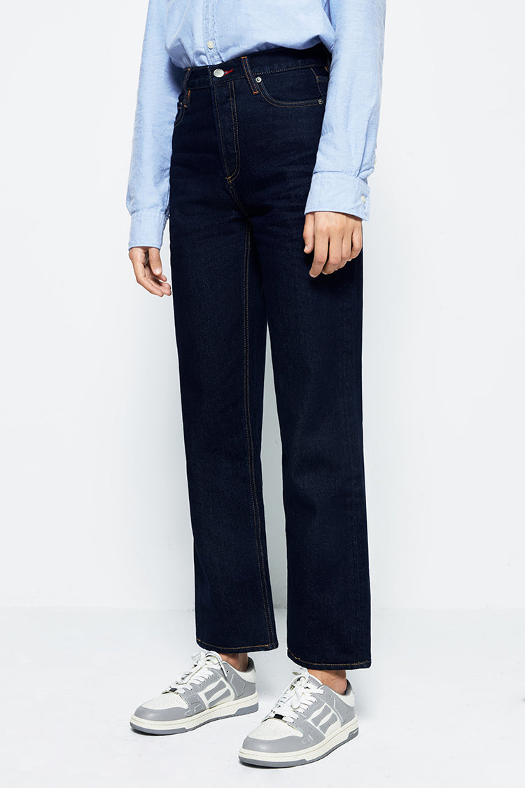 Manhattan High Rise Straight Ankle Jeans