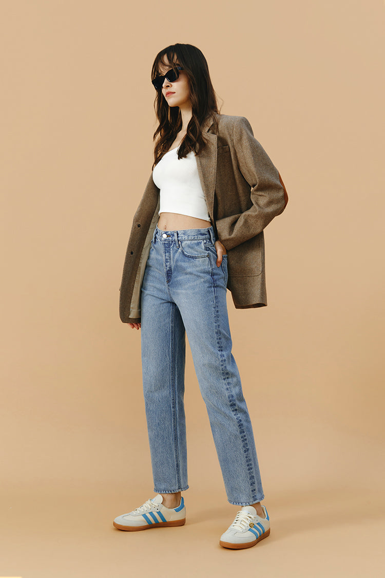 Manhattan High Rise Straight Ankle Jeans