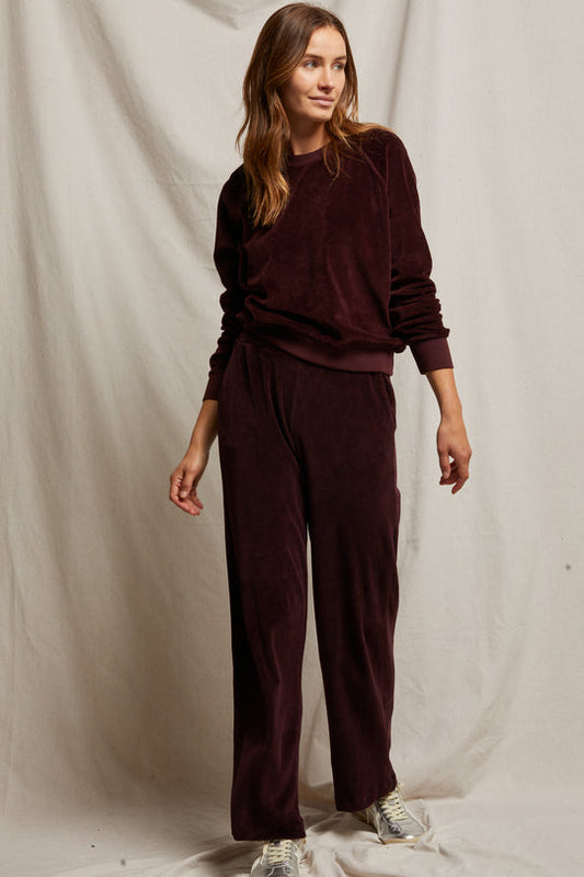 Holly Velour Wide Leg In Blackberry