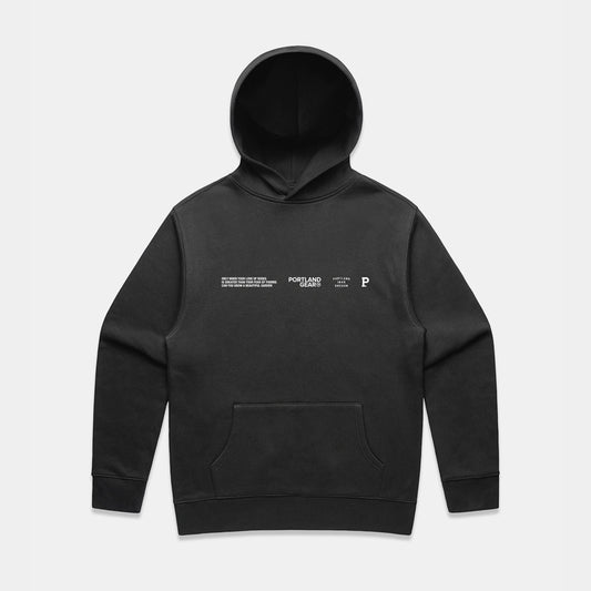 Sueded Slogan Hoodie - Faded Black